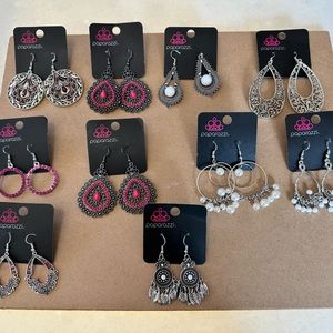 Paparazzi Jewelry earrings, 10 pair, pink and white
